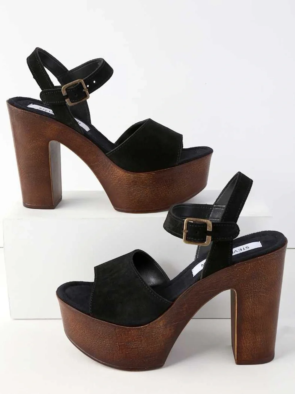 Steve Madden Lulla Black Suede Platform Heels